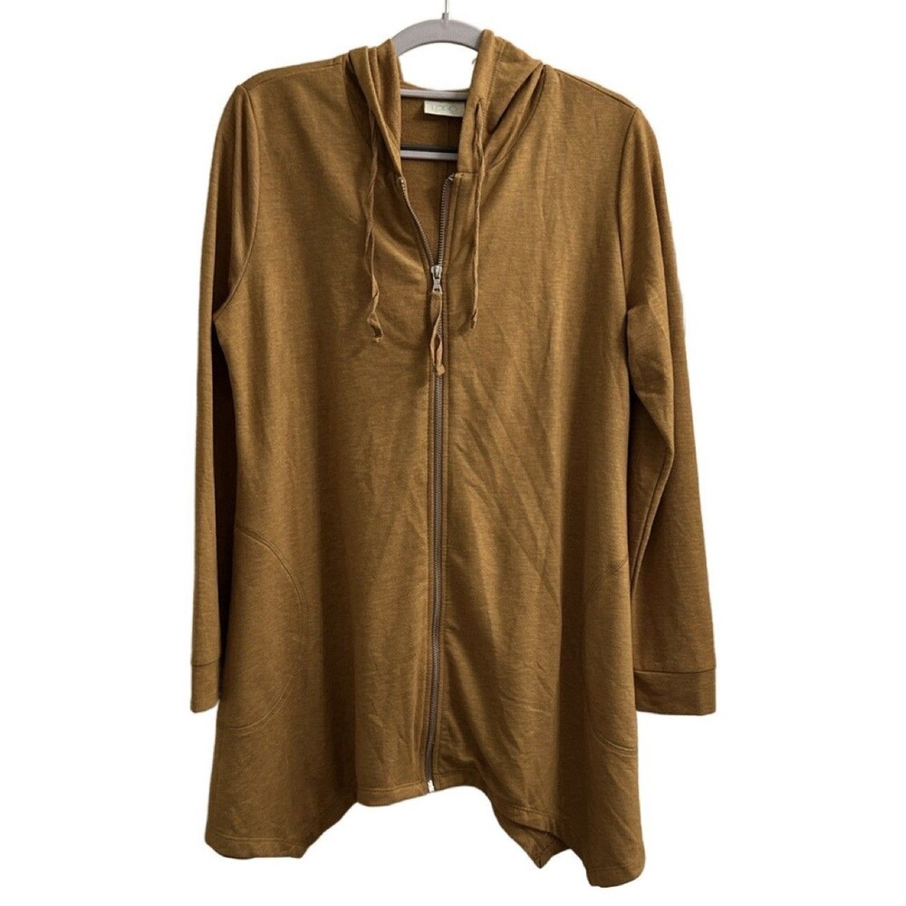 NWT  LOGO Lounge Full Zip Mustard Gold Sweatshirt Hoodie Athletic Women's Small